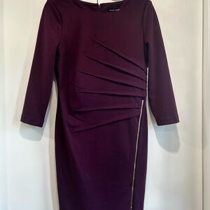 Ivanka Trump Purple Dress with Pleat Design and Zipper